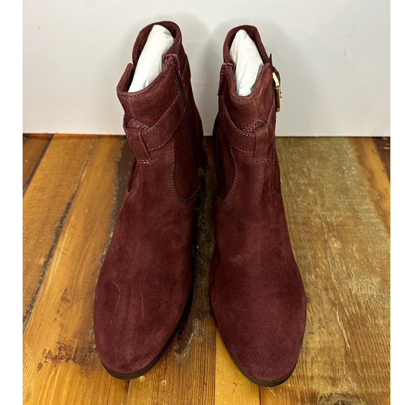 Diba Women's Boho Suede Stacked Heel Boots Burgundy Size 8.5 NWOB Casual Chic - Picture 3 of 10
